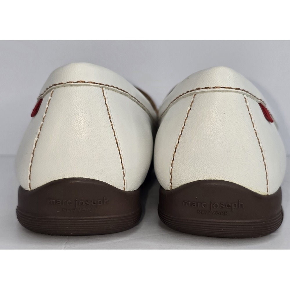 marc joseph NY White Leather Tasseled Gold Accent WALL ST GOLF loafers SZ: 8 EUC - Picture 5 of 7